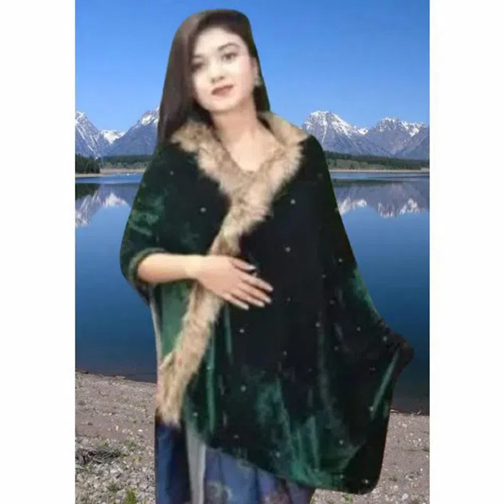 Velvet Shawls For Women Fabric With Stone Work