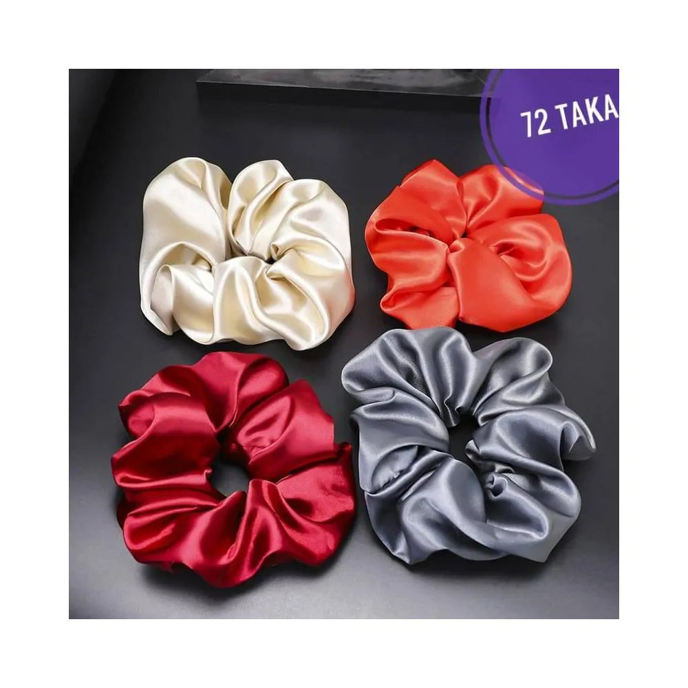 Scrunchie Hair Silk Band For Girls 4 pcs (OFFER)