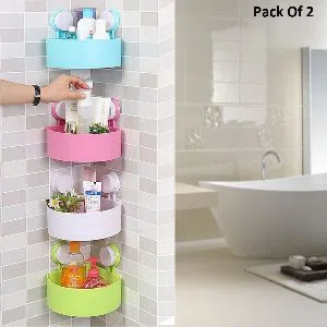 Triangle Bath and Kitchen Corner Storage Shelf with Suction Cup 1 Piece