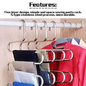 5 layers S Shape MultiFunctional Clothes Hangers Pants Storage Hangers Cloth Rack Multilayer Storage Cloth Hanger 1PC
