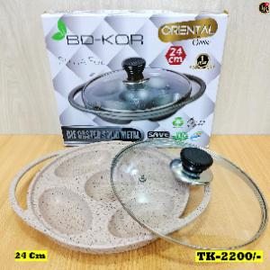 Bd-Kor Pithaful (24 Cm) Pan Cake Non-Stick Marble Coating With Glass Lid (Oberon)