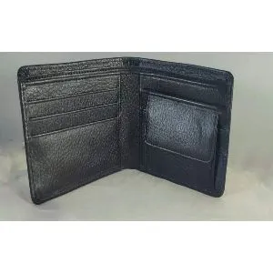 Leather Multi pocket with coin pocket Money bag - Black