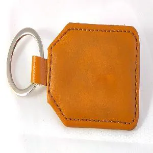 Leather Key Ring - Camel