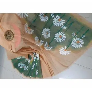 Half sik Handpainted Saree -no blouse piece 