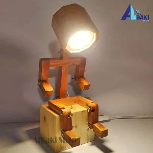 Robot wood Table lamp with Switch and bulb study table lamp
