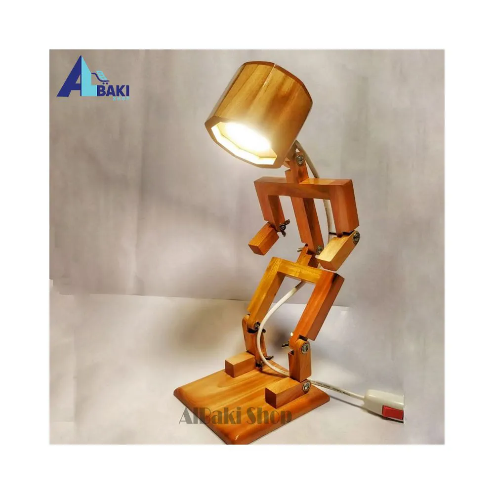 Stand Robot table lamp,Hand made wood table lamp study table lamp