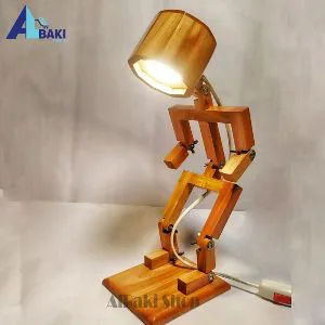 Stand Robot table lamp,Hand made wood table lamp study table lamp