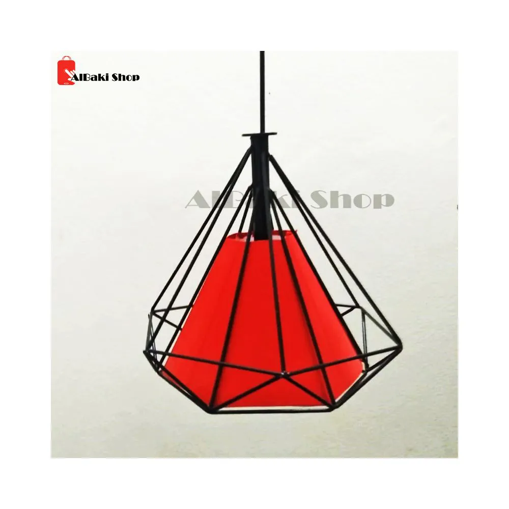 Cage single lamp Hanging lamp Red color.With bulb free.