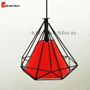 Cage single lamp Hanging lamp Red color.With bulb free.