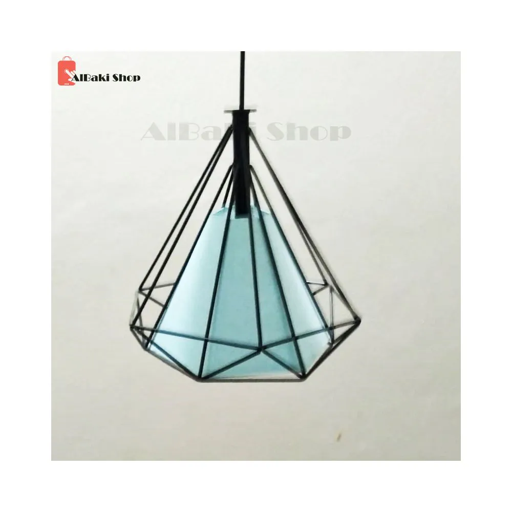 Cage single lamp Hanging lamp Blue color.With bulb free.