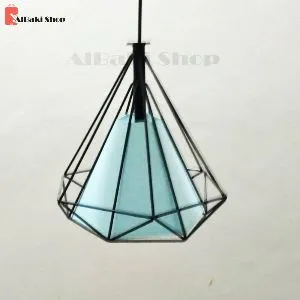 Cage single lamp Hanging lamp Blue color.With bulb free.