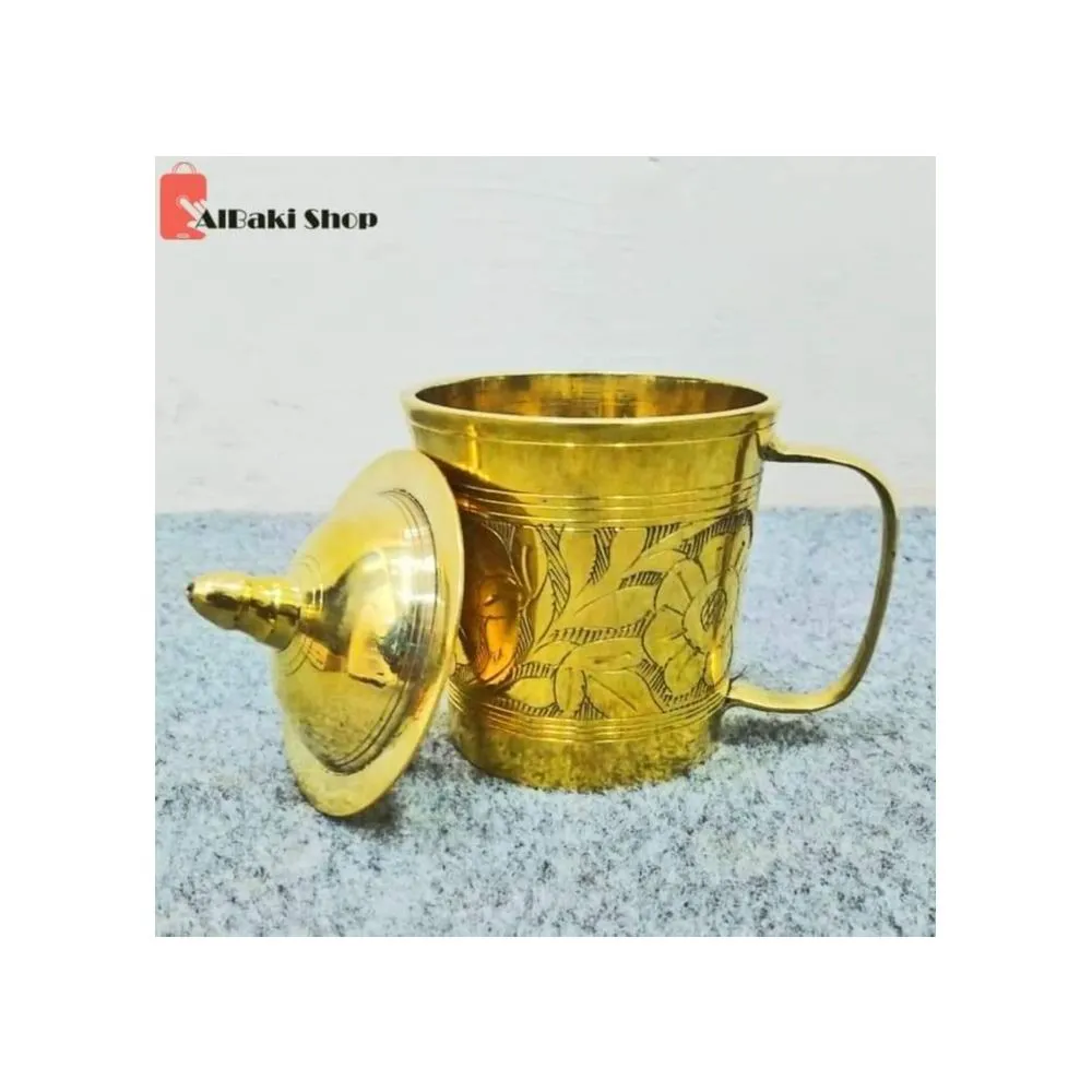 Pitol mug Pure Brass Metal Designed Big Mug With cover
