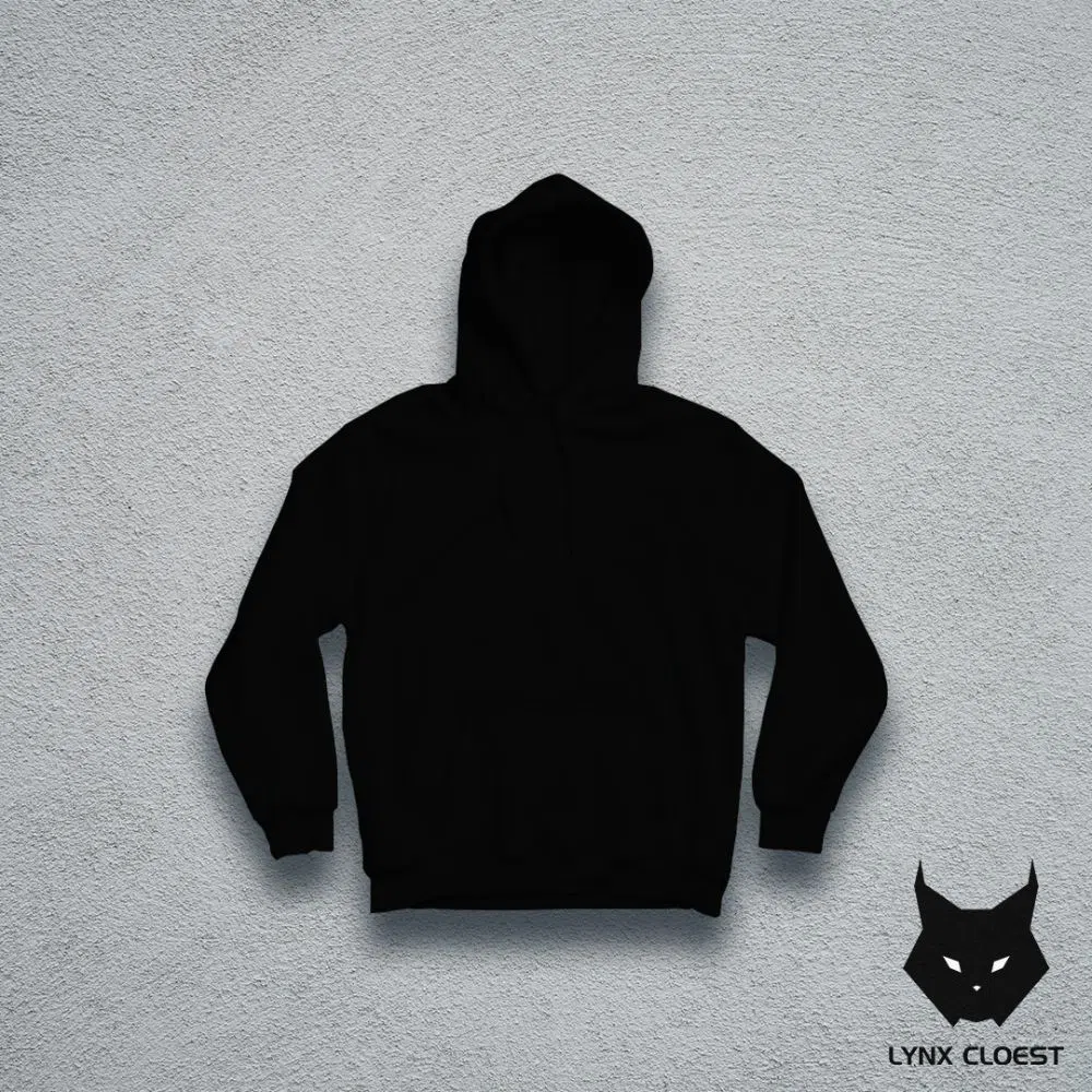 Solid Black Color Plain Mens Fashion Autumn Winter Sweater Casual Hoodies  [Black Size: L]