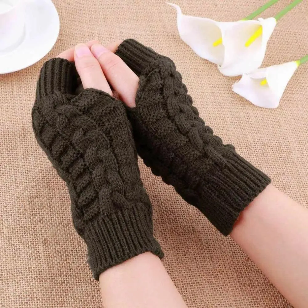 Fashion Unisex Men Women Knitted Fingerless Winter Gloves Soft Warm Mitten new sale