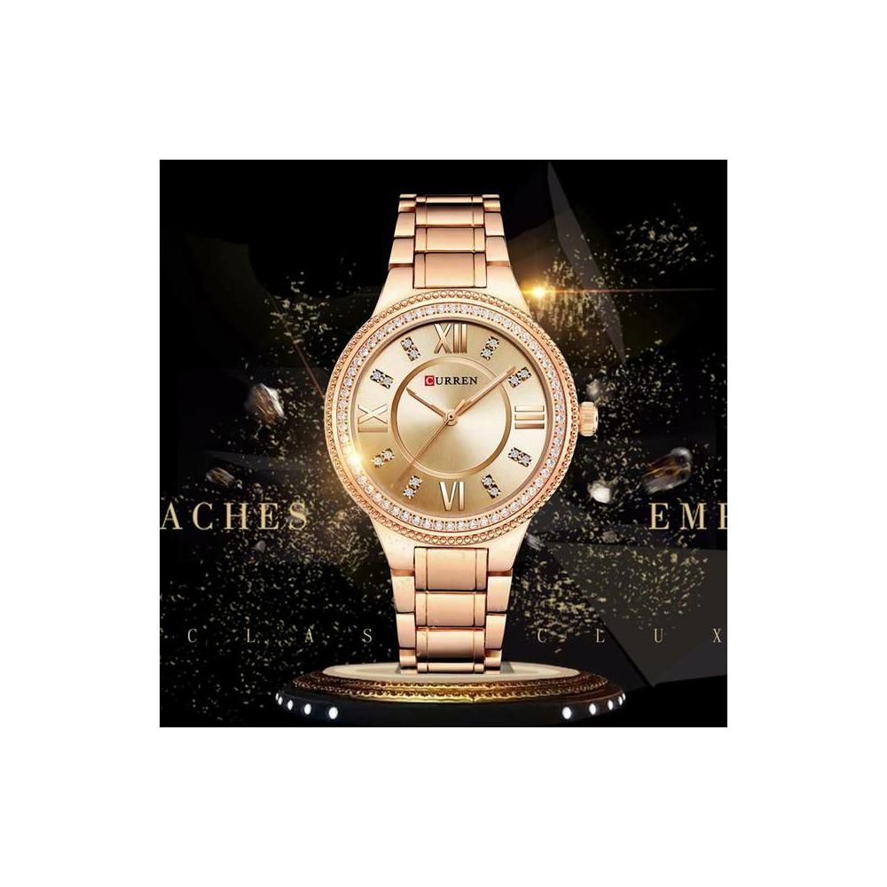 CURREN 9004 Top Luxury Brand Women Quartz Watch Crystal Design Ladies Wristwatches Relogio Feminino