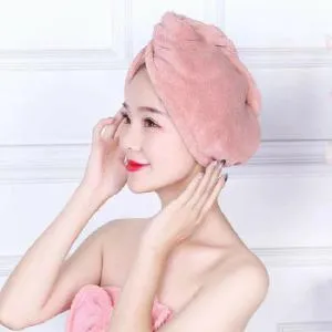 Hair Drying Cap Wiping Hair Toile tries Fiber Hair Towels Soft Bath Towels With Buttons Turbans Towels Drying Hair