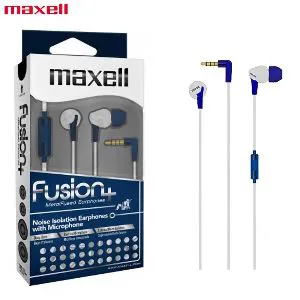 Maxell Fusion+ Ear Buds with Built-in earphone Microphone Blood for Mobile Phone 