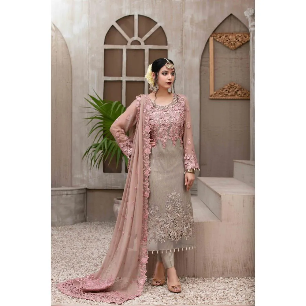 Georgette Embroidery Work Party Dress