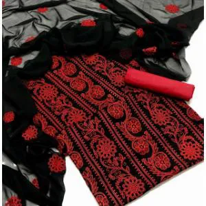 Pure AC Cotton Fabrics With Embroidery Work Salwar Kameez