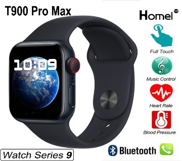 Homel Watch Series 9 T900 Pro Max ইউনিসেক্স স্মার্ট ওয়াচ - Bluetooth Call Wireless Charging Sleep Monitoring Smartwatch 2.09" IPS HD Big Screen Watch