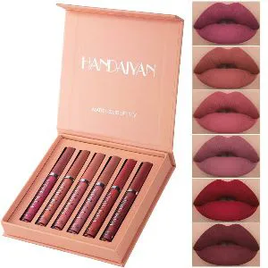 HANDAIYAN 6Colors/Sets Womens Fashion Liquid Lipstick Set Lipgloss Makeup Matte Velvet Lip stick Red Natural Moisturizer