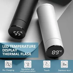 500ML Smart Thermos Water Bottle Led Digital Temperature Display Stainless Steel 304 Coffee Thermal Mugs Intelligent Insulation Cups