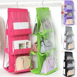 6 pocket Hanging Sorting Bag, transparent storage bag for closet, purse organization & miscellaneous goods