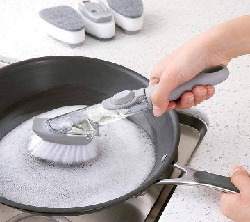 Automatically Adding Detergent স্পঞ্জ ব্রাশ ওয়াশ  Tool Kitchen Cleaning Brush Long Handle Creative Vegetable Brush 