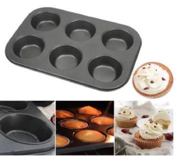 6 Cups Carbon steel মিনি মাফিন বান  non-stick Cupcake Baking Bakeware Mould Tray Cake mold