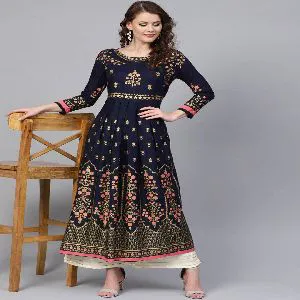 Ready Made Beautiful Designer Ethnic Anarkali High Quality Printed Kurti Dress for Woman 