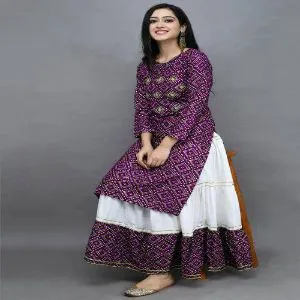 Latest & Glamour Design Printed With Dollar Work Readymade Skirt & Unstitched Kameez for Woman 