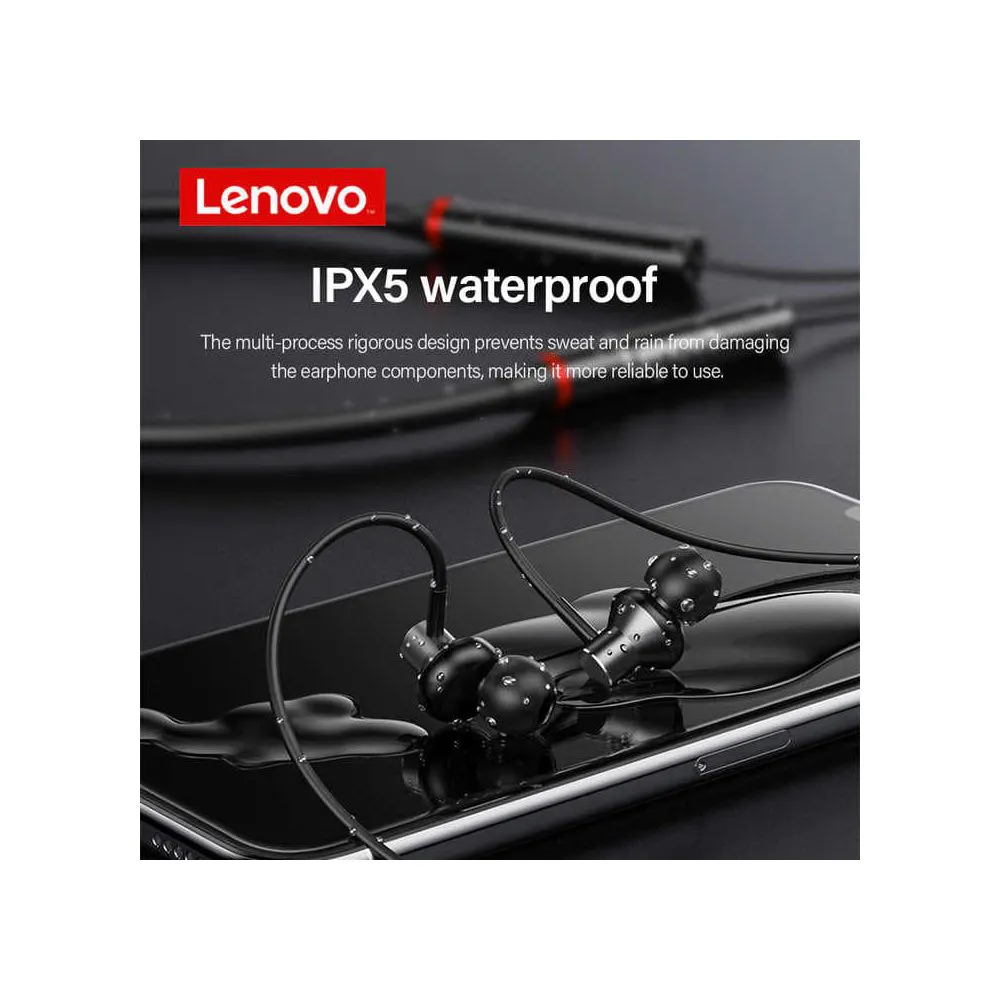 Original Lenovo HE05X Neck Earbuds Waterproof HIFI Magnetic Design Neckband Earphone Headphone