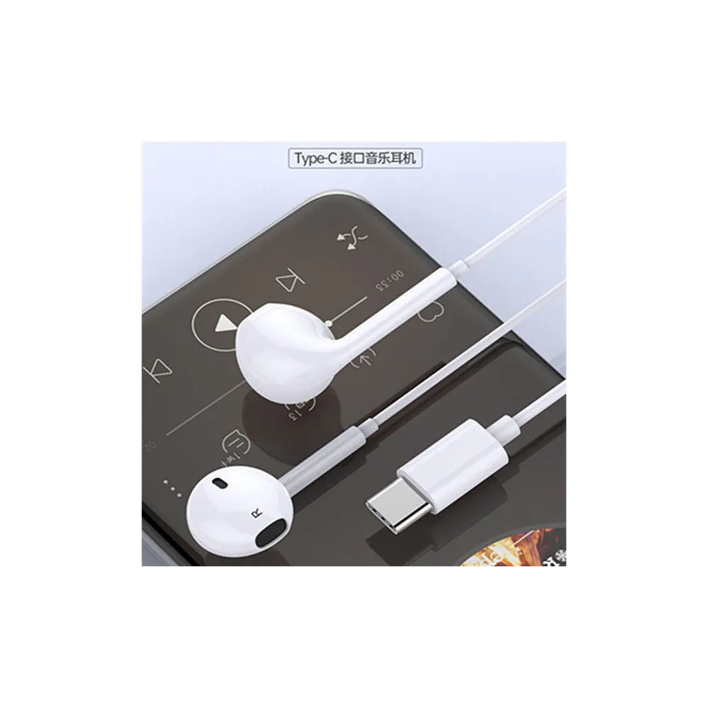 Type-C HiFi Stereo Music Headset In-ear Wired Mobile Phone Earphone with Wire Control Mic