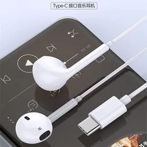 Type-C HiFi Stereo Music Headset In-ear Wired Mobile Phone Earphone with Wire Control Mic 