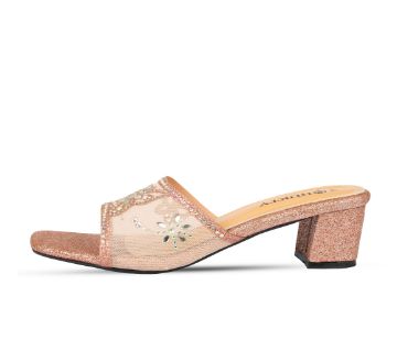 HUKTY STAN SHARK Gold Open Toe Lace ফুল স্টোন সামার হাই হিল স্যান্ডেল ফর উইমেন - HF8154202 বাংলাদেশ - 13955341