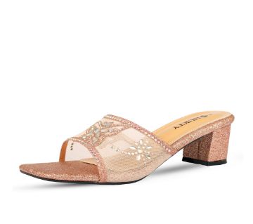 HUKTY STAN SHARK Gold Open Toe Lace ফুল স্টোন সামার হাই হিল স্যান্ডেল ফর উইমেন - HF8154202 বাংলাদেশ - 13955342