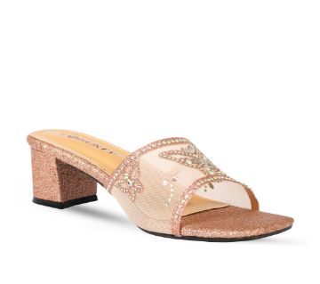 HUKTY STAN SHARK Gold Open Toe Lace ফুল স্টোন সামার হাই হিল স্যান্ডেল ফর উইমেন - HF8154202 বাংলাদেশ - 13955343