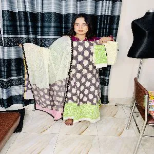Unstitched Hukty Kota Cotton with Afsan Screen Print Salwar Kamiz - HL8123217