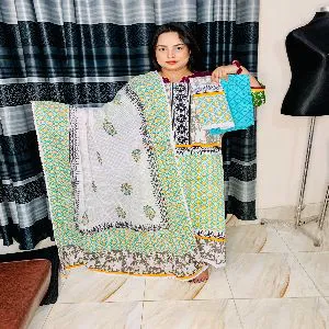 Unstitched Hukty Cotton Afsan Screen Print Salwar Kamiz - HL81231210