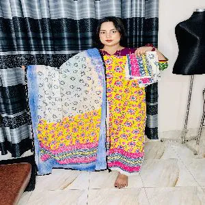 Unstitched Hukty Kota Cotton with Screen Print Salwar Kamiz - HL8123418