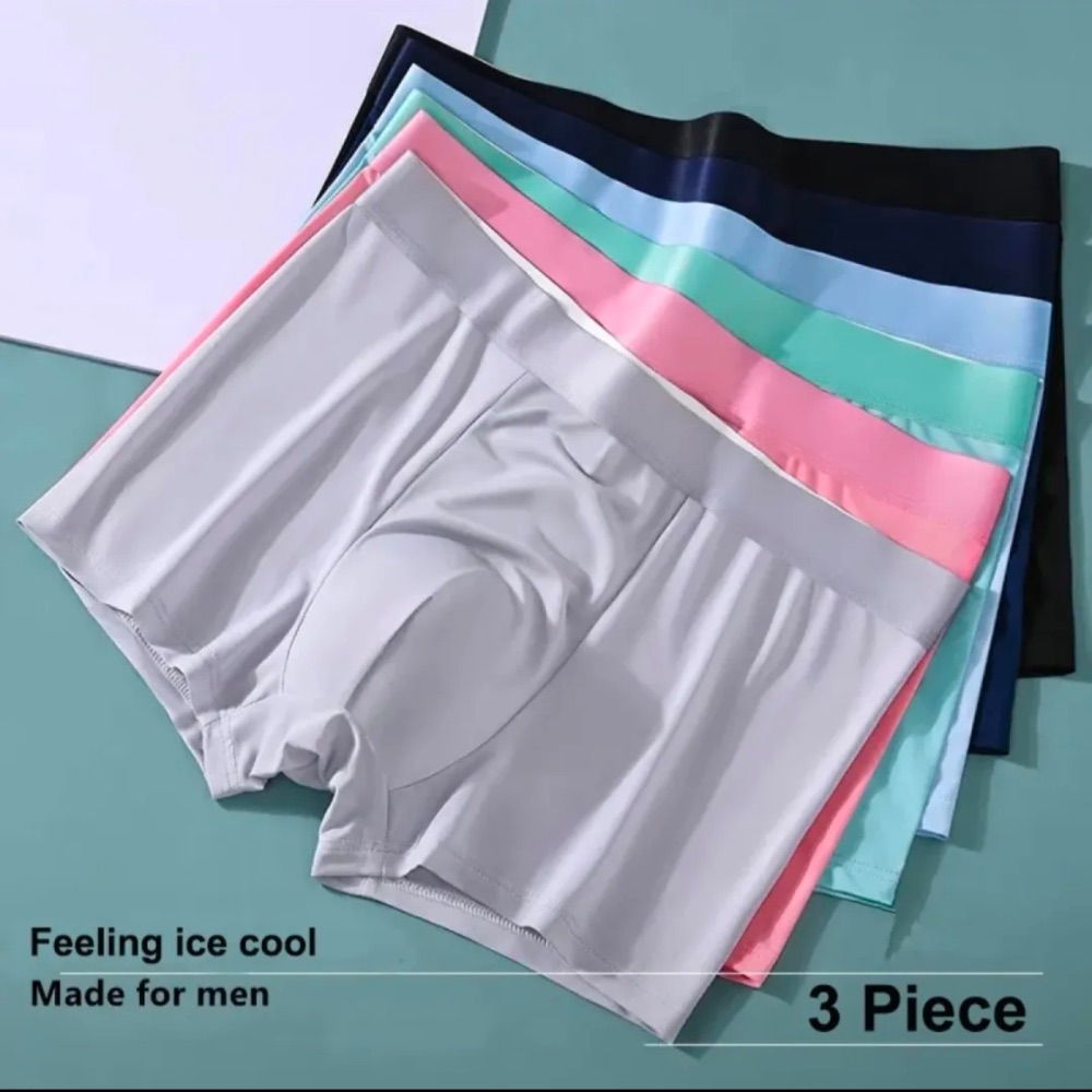 3 Piece Imported Premium Fabric Ice Cool Comfortable Trunk Underwear Boxer For Men - Random Color