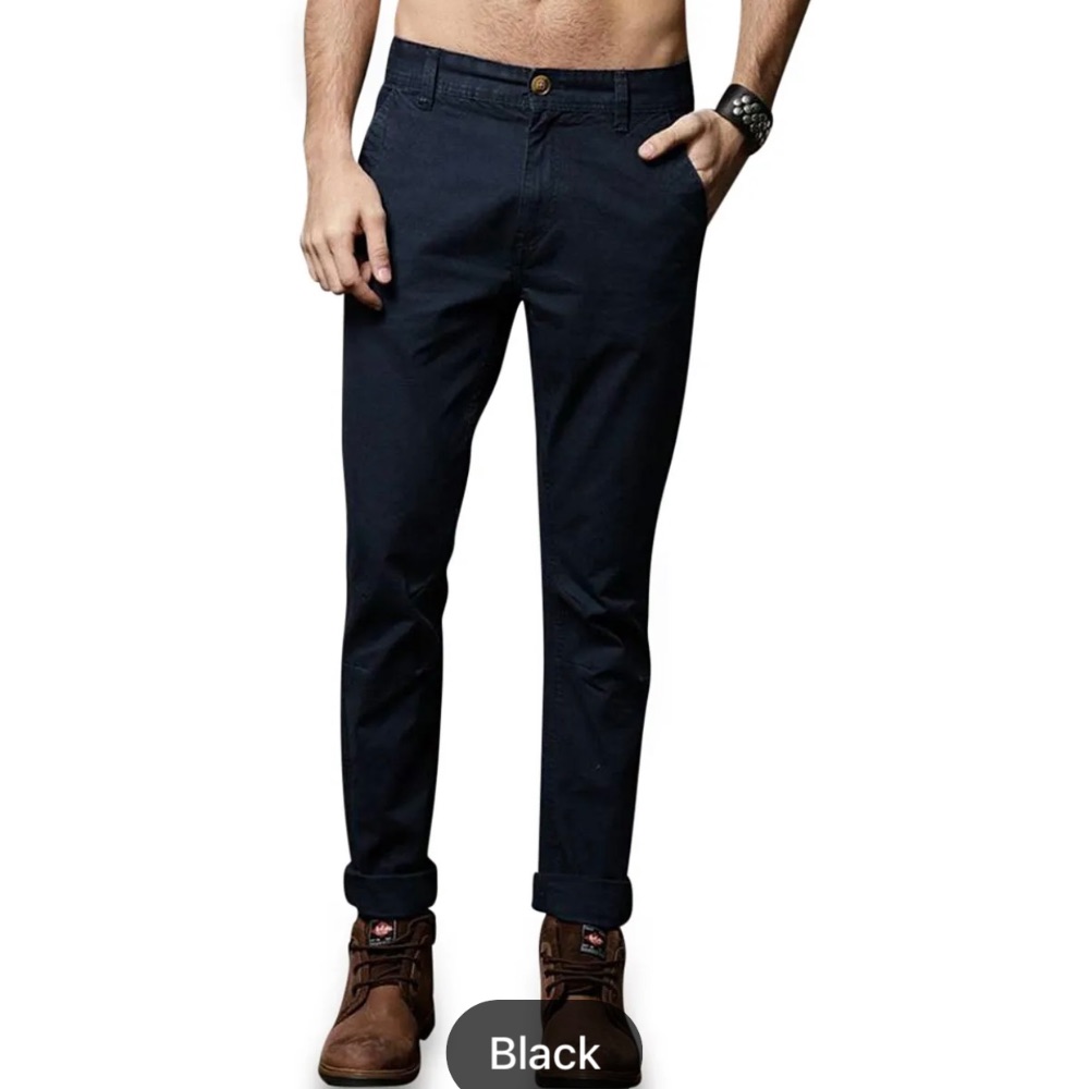 Slim-Fit Chino Gabardine Pants - Black