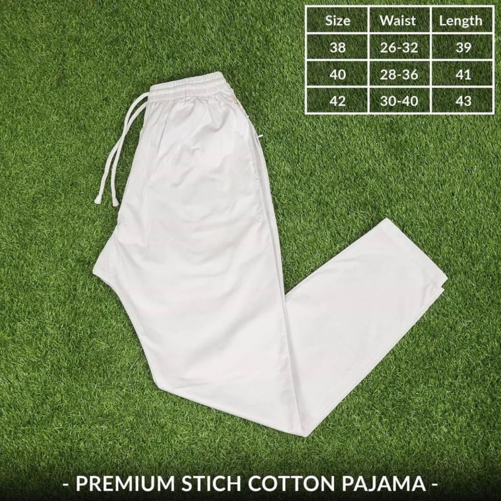 Narrow Fit Stitch Pajama Pants For Men -White - Trouser For Men