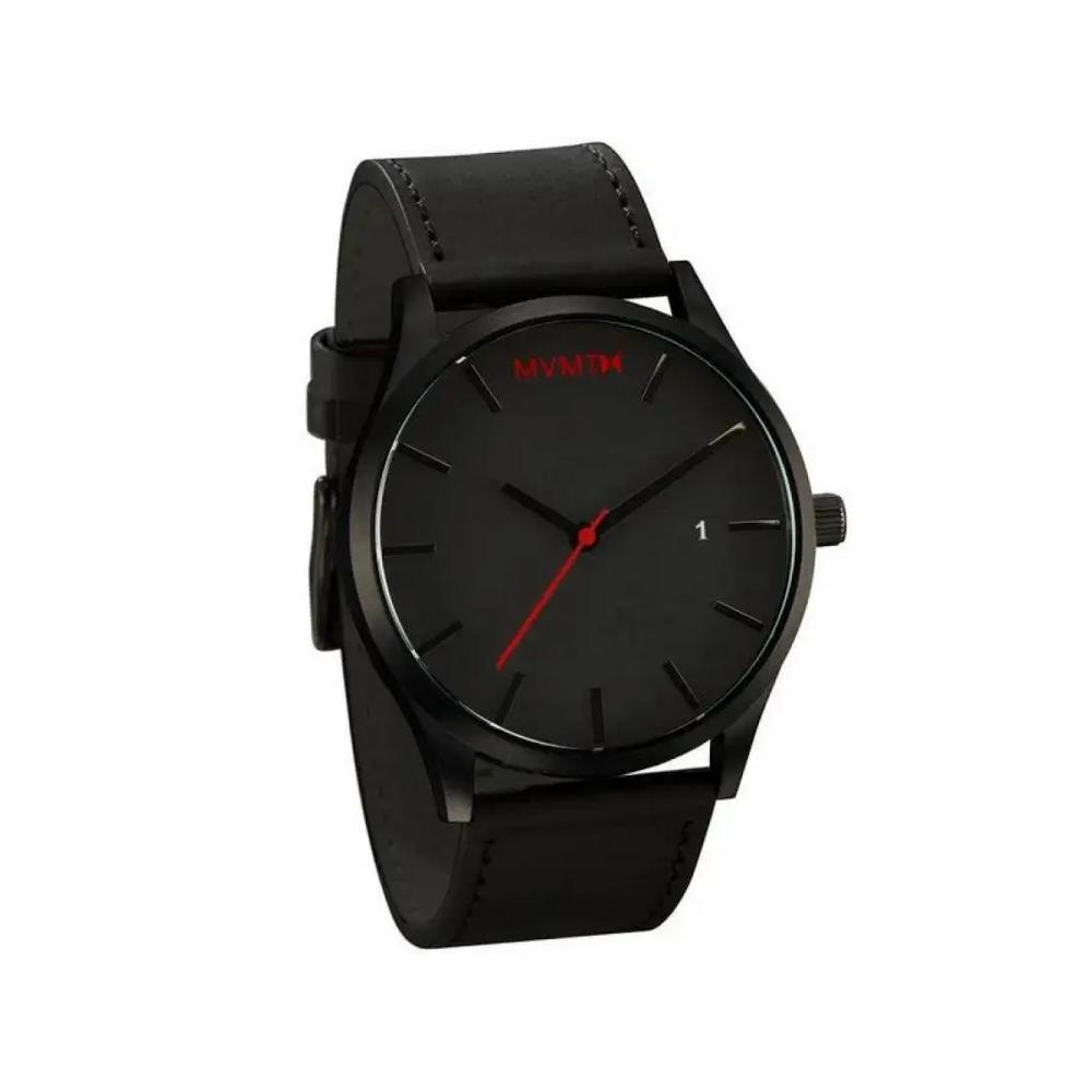 Black Leather Wrist Watch for Men