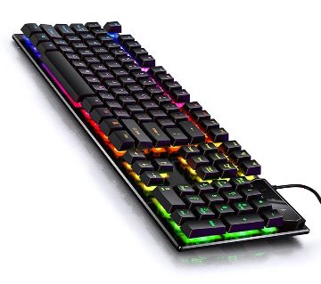 V4 গেমিং মেকানিক্যাল ফিল কী-বোর্ড - 104 Keys with LED Backlit Game Ergonomic Wired Computer Keyboard for Computer Laptop Game