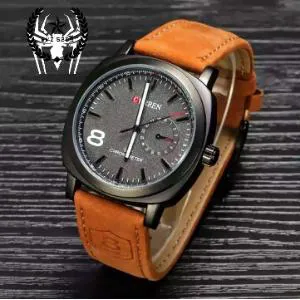 Curren 8 PU Leather Analog Watch for Men - Full Brown