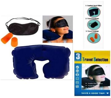 3 in 1 ট্র্যাভেল সেট - Neck Pillow and Eye Mask and Ear Plug - Black