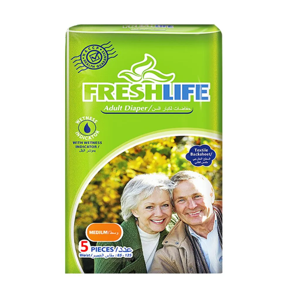 Freshlife Adult Diaper with Wetness Indicator (Unisex) Medium 5pcs