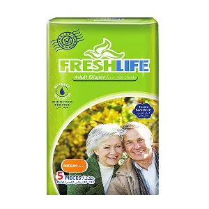 Freshlife Adult Diaper with Wetness Indicator (Unisex) Medium 5pcs