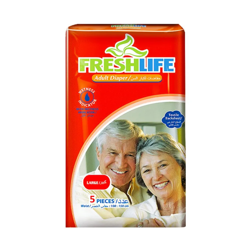 Freshlife Adult Diaper with Wetness Indicator (Unisex) Large 5pcs